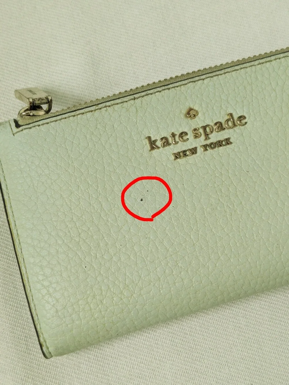 kate spade mint leather compact bifold wallet with gold hardware